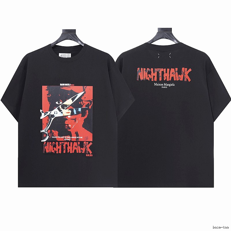 Maison Margiela Nighthawk Print Street Style Black T-Shirt