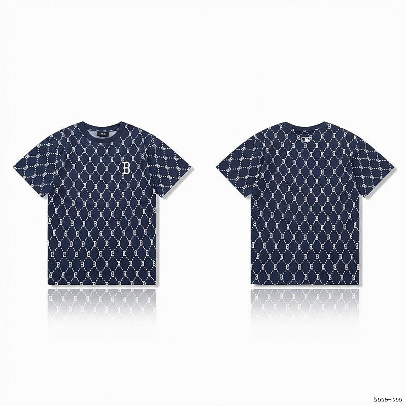 MLB full - printed style navy blue T - shirt