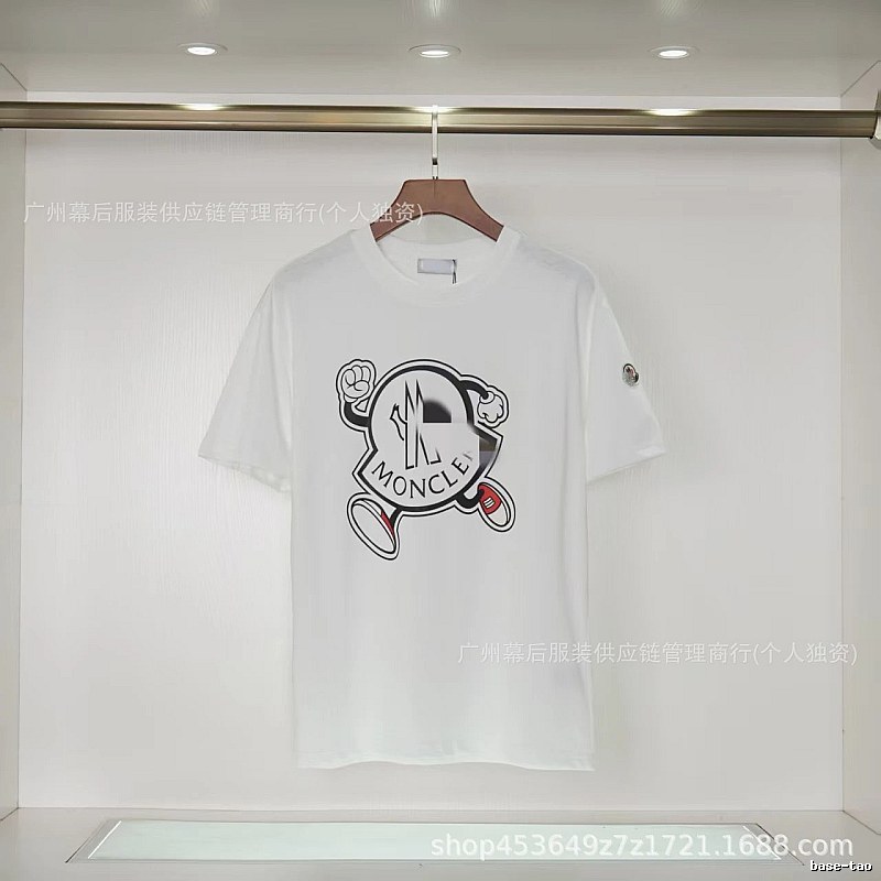Moncler Cartoon Print Casual Style White T-Shirt