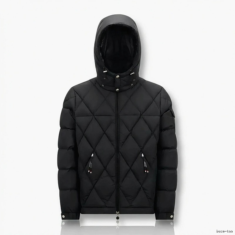 Moncler diamond-check trendy and cool style black down jacket