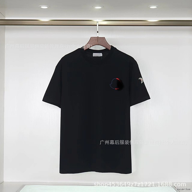 Moncler Embroidered Casual Black Short-sleeve T-shirt