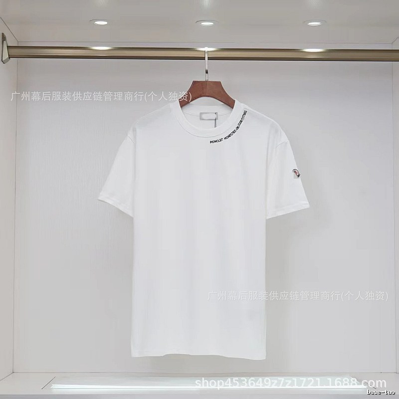 Moncler Embroidered Casual Style White Short-sleeve T-shirt