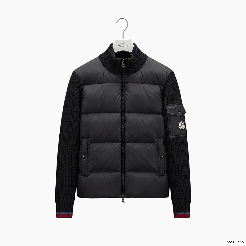 Moncler knitted and spliced black down jacket