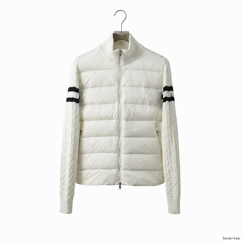 Moncler knitted and spliced windproof white down jacket