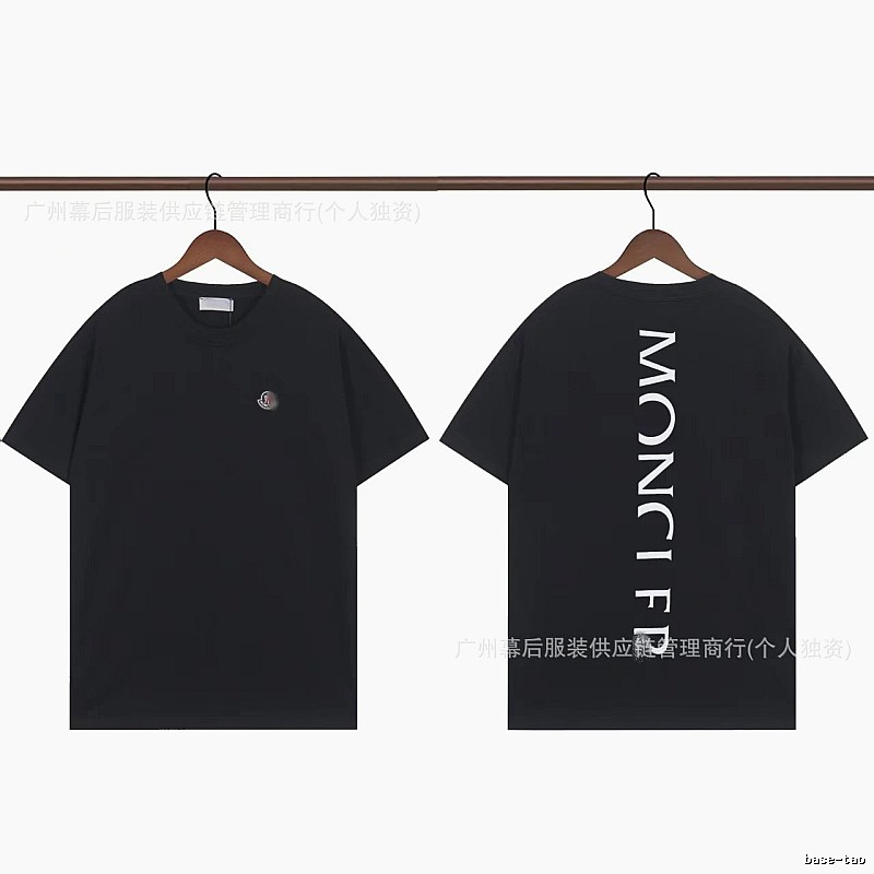 Moncler Letter Print Casual Style Black T-Shirt