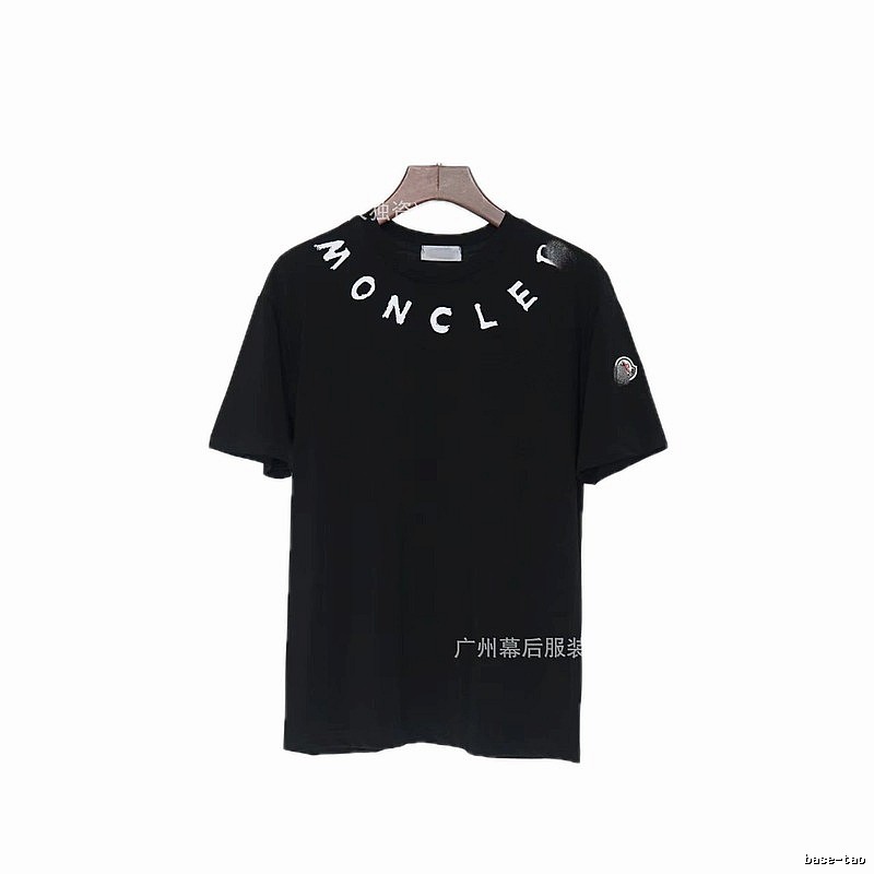 Moncler Letter Print Casual Style Black T-Shirt