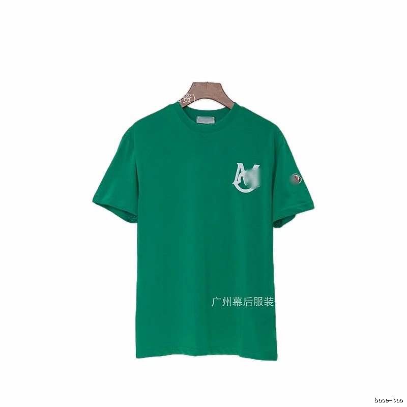 Moncler Letter Print Casual Style Green Short-sleeve T-shirt