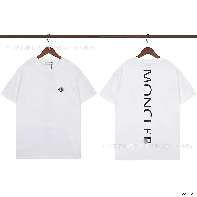 Moncler Letter Print Trendy Style White T-Shirt