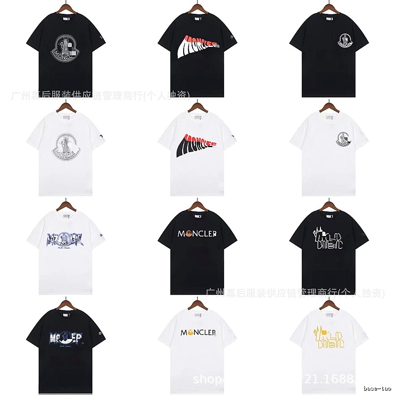 Moncler Logo Printed Trendy Black & White Short-Sleeve T-Shirt