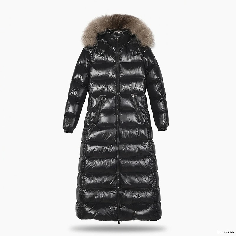 Moncler long shiny black down jacket