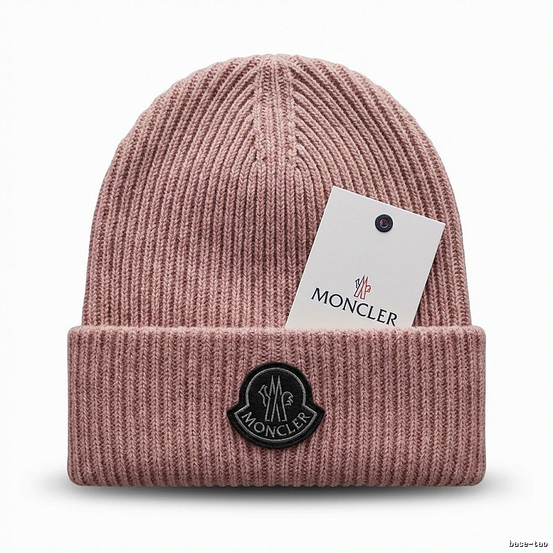 Moncler minimalist style pink knitted hat