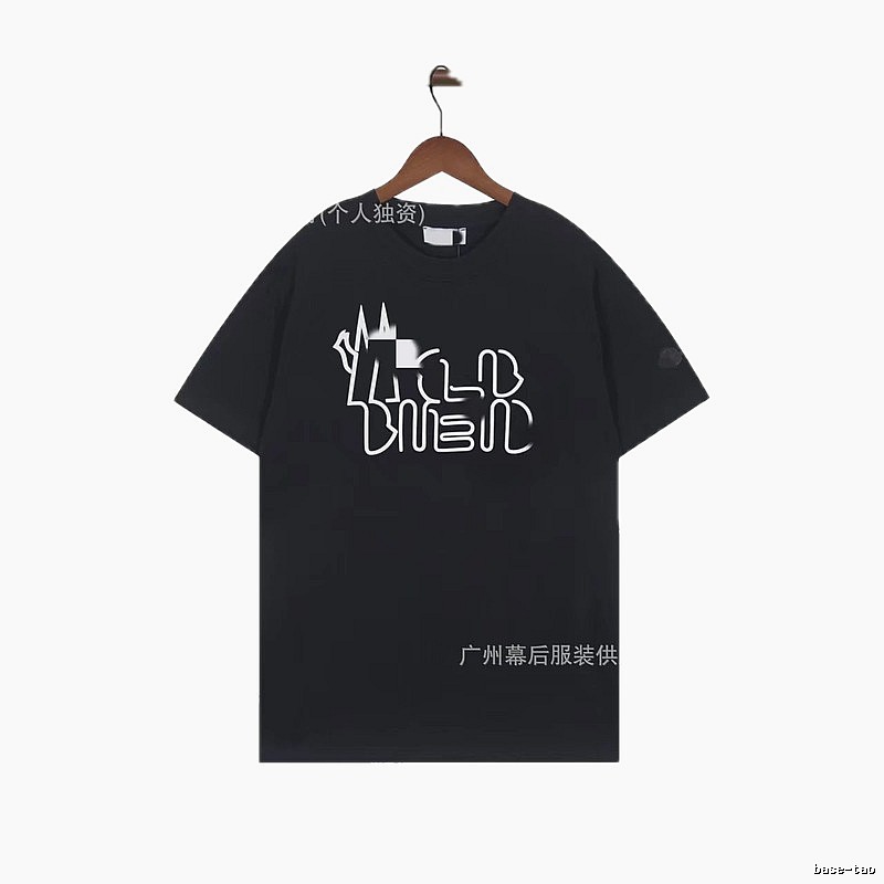 Moncler Neon Print Trendy & Cool Black T-Shirt