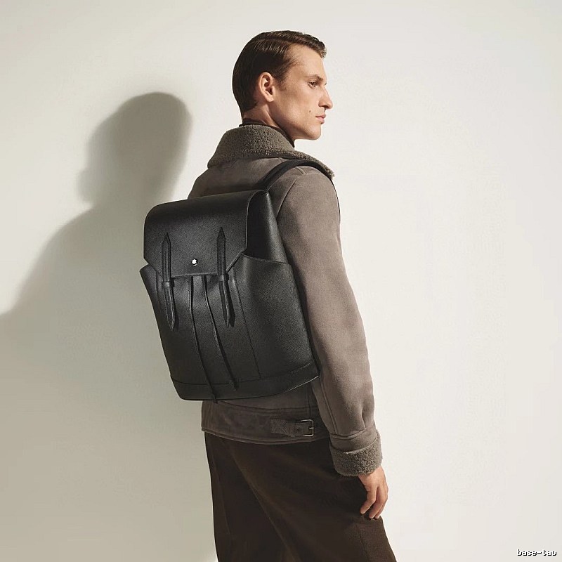 Montblanc Leather backpack Black Structured Flap