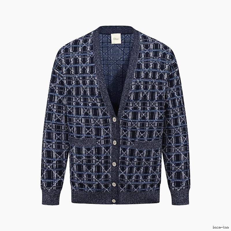 Navy Dior Button-front Cardigan for Layered Winter Looks