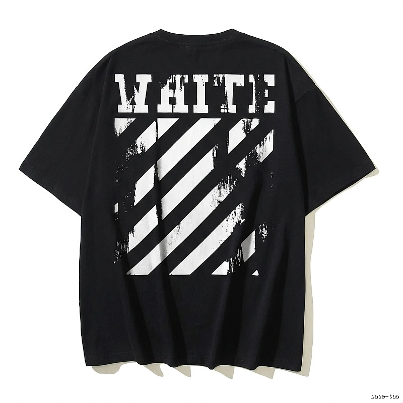 Off-White striped-style black T-shirt