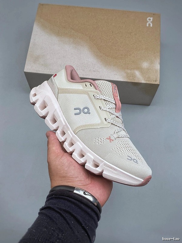 On Cream and Pink Cloud Runners and Open Mesh Panels