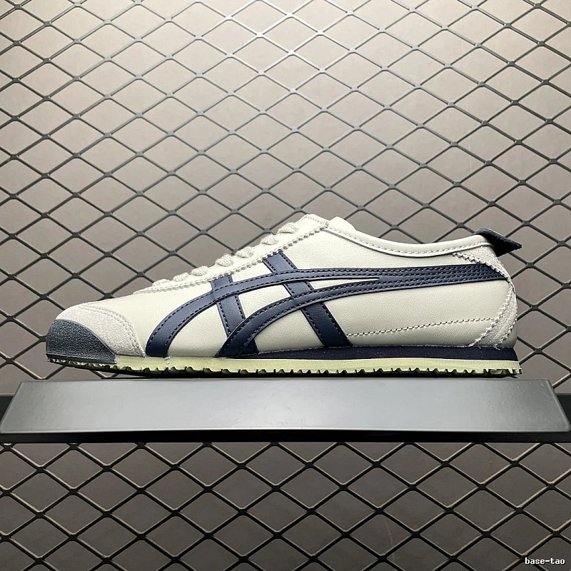 Onitsuka Tiger Low-Top Sneakers, White and Navy and Retro Court Shape