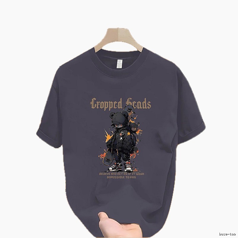 Original Streetwear Brand Skate Bear Street Style Charcoal Gray T-shirt