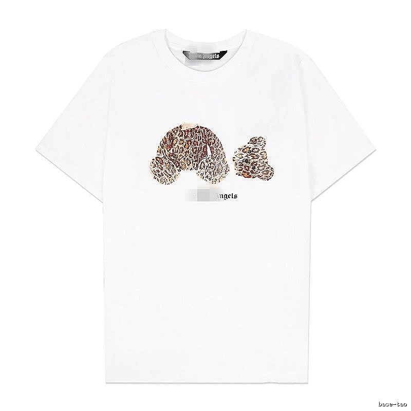Palm Angels Logo Detail Bear graphic T-shirt White Colorful Bear with Relaxed Feel