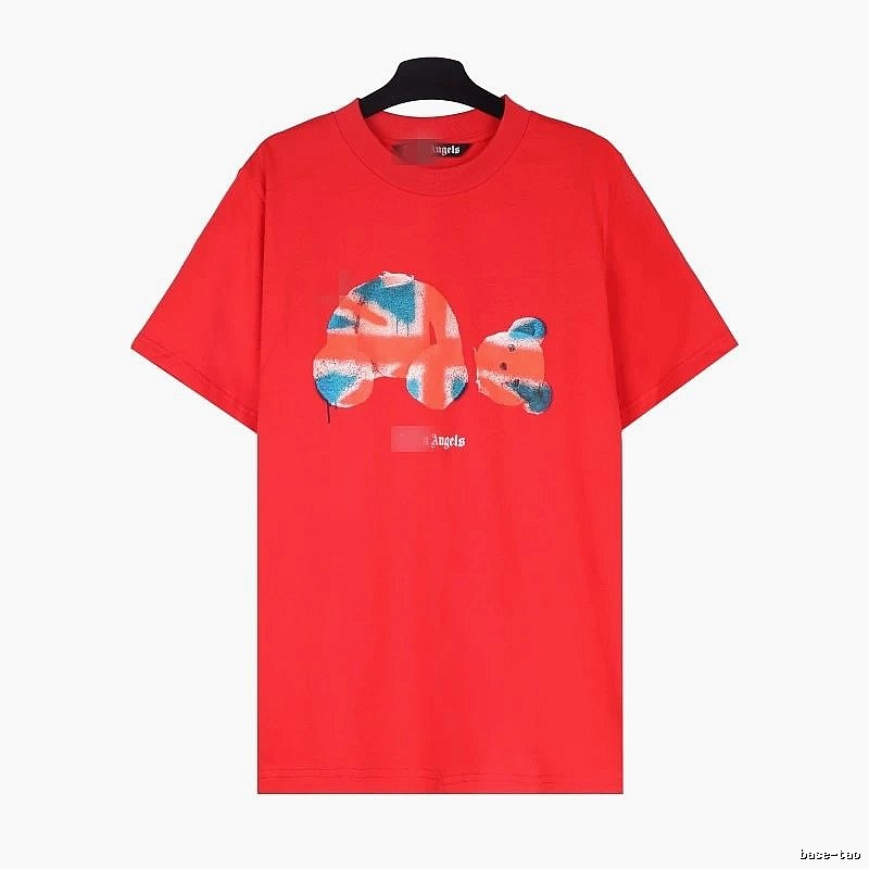 Palm Angels Streetwear Bear graphic T-shirt White Colorful Bear with Logo Accent