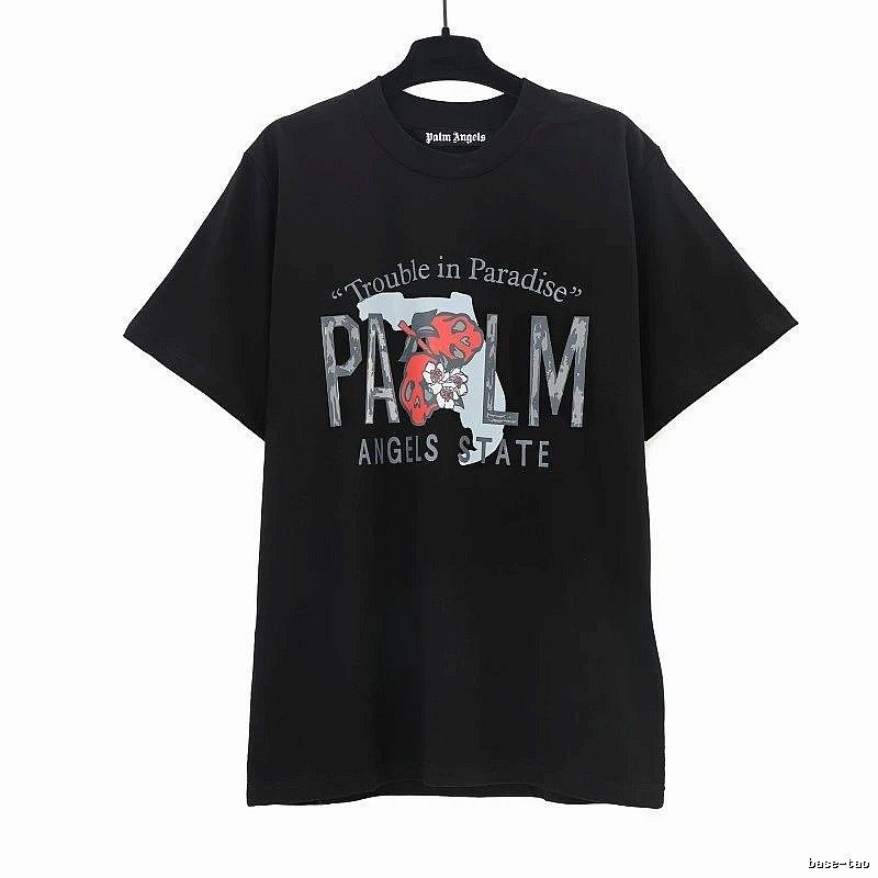 Palm Angels Travel Logo T-shirt White Palm Tree with Modern Look