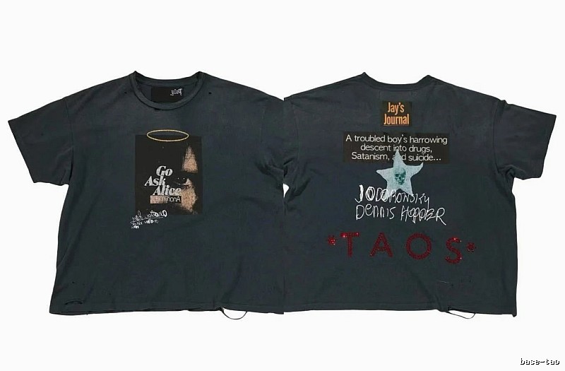 Paly Hollywood Distressed Dark Charcoal Gray Printed T-shirt