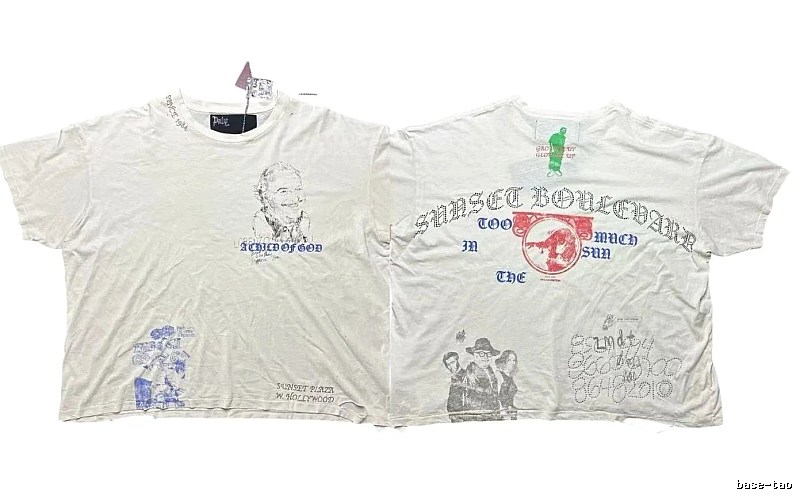 Paly Hollywood Sunset Collection Vintage Distressed Off-white T-shirt