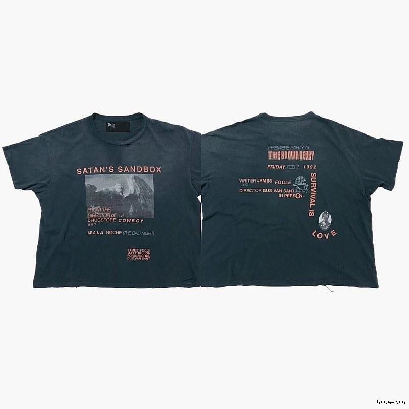 Paly Hollywood Vintage Distressed Carbon Black Short Sleeve T-Shirt