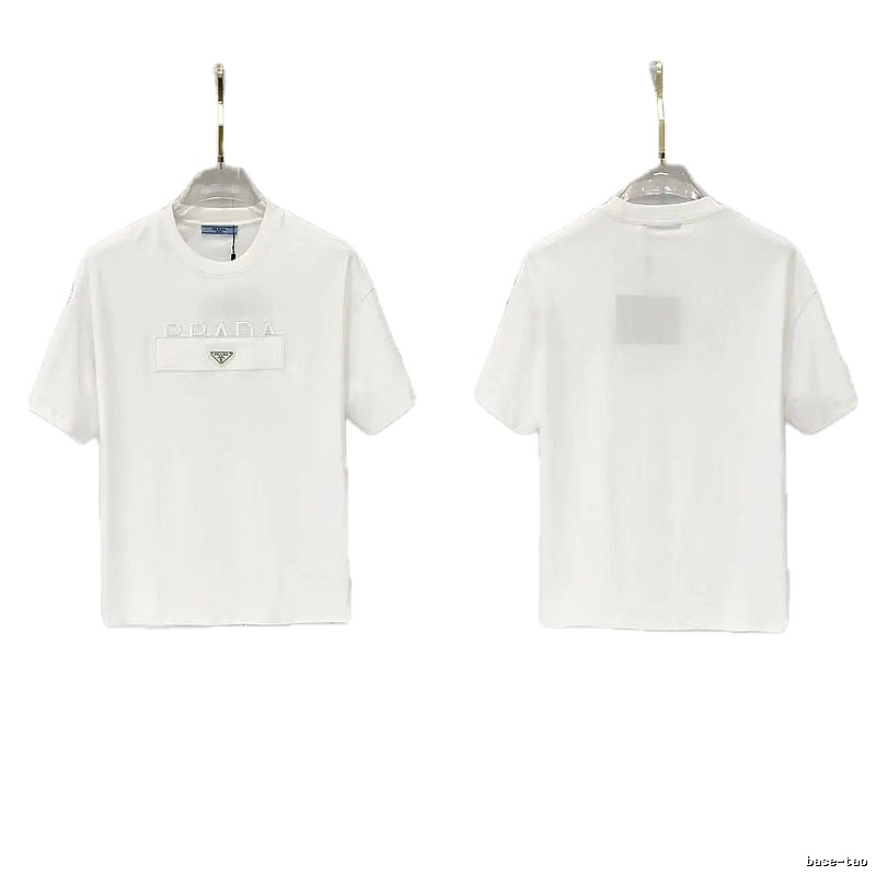 Prada Classic Triangle Logo Minimalist Style White T-Shirt