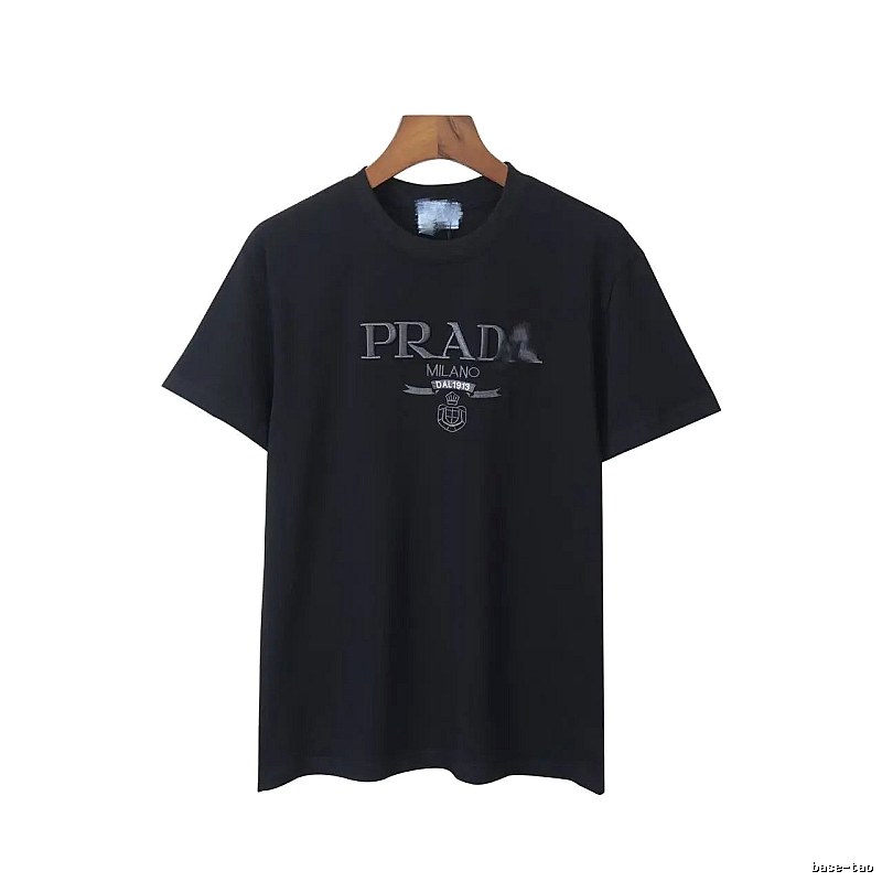 Prada Embroidered Minimalist Black Short-sleeve T-Shirt