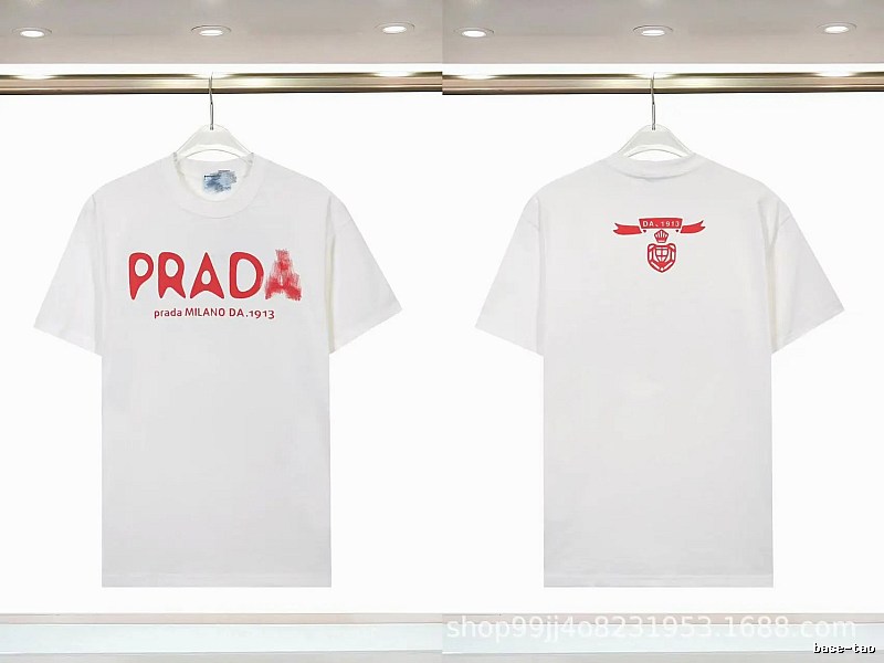 Prada Graffiti Collection Casual Style White Short-sleeve T-shirt