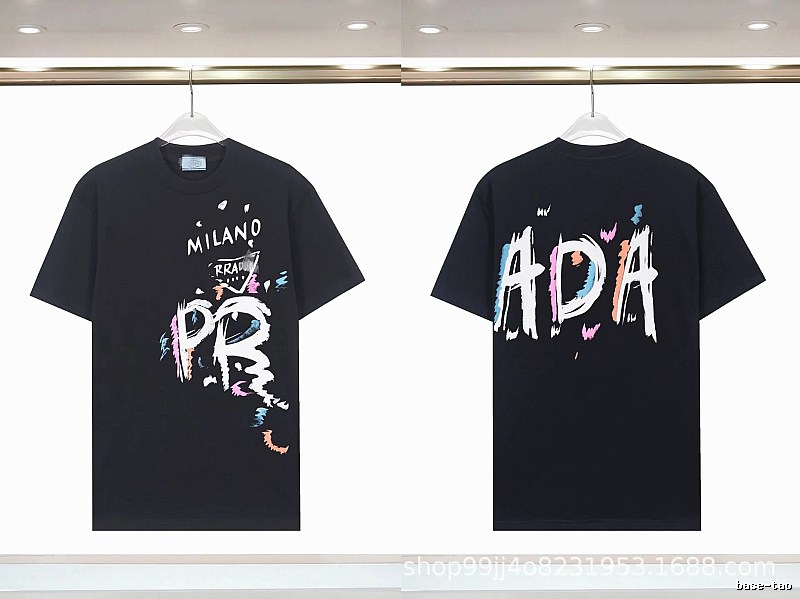 Prada Graffiti Collection Street Style Black T-Shirt