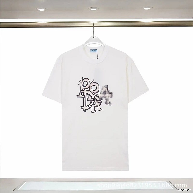 Prada Overlapping Print Street Style White Short Sleeve T-Shirt