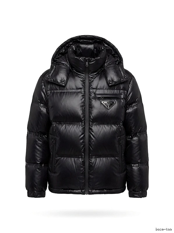 Prada triangle logo black down jacket