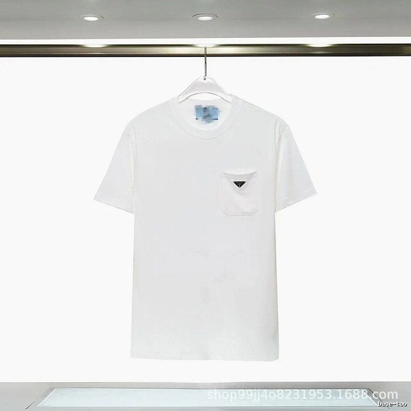 Prada Triangle Logo Minimalist Style White Short-sleeve T-shirt