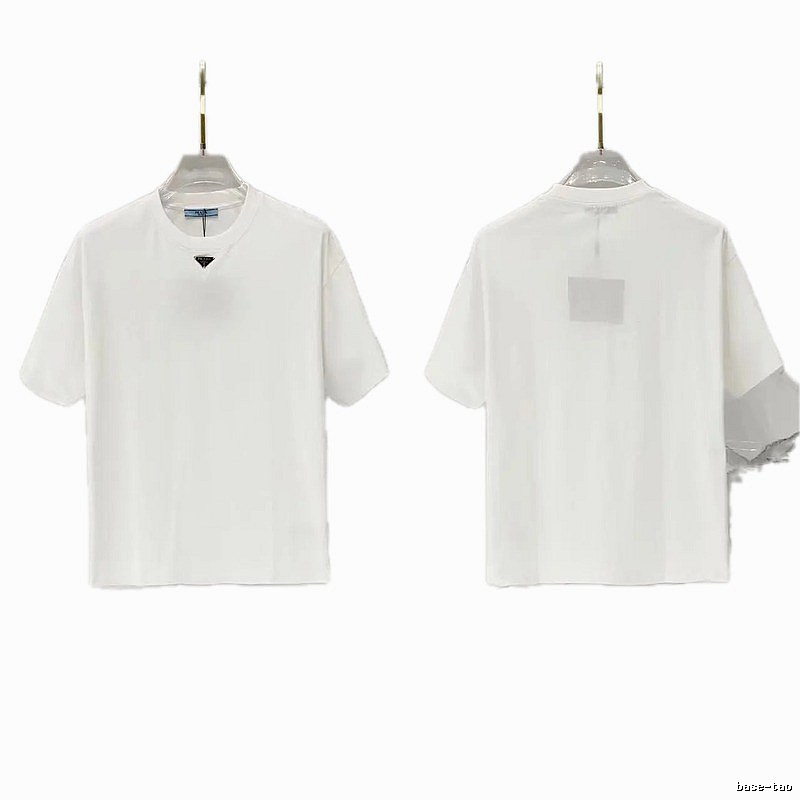 Prada Triangle Logo Minimalist Style White T-Shirt