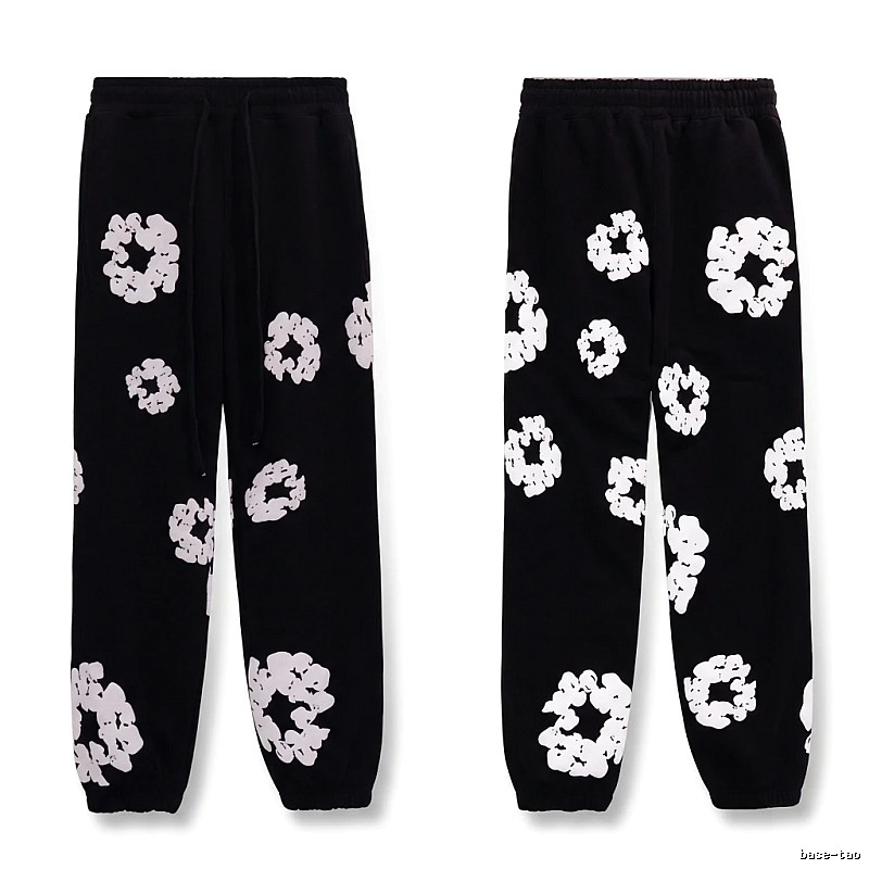 Printed casual black pants with DENIM TEARS style