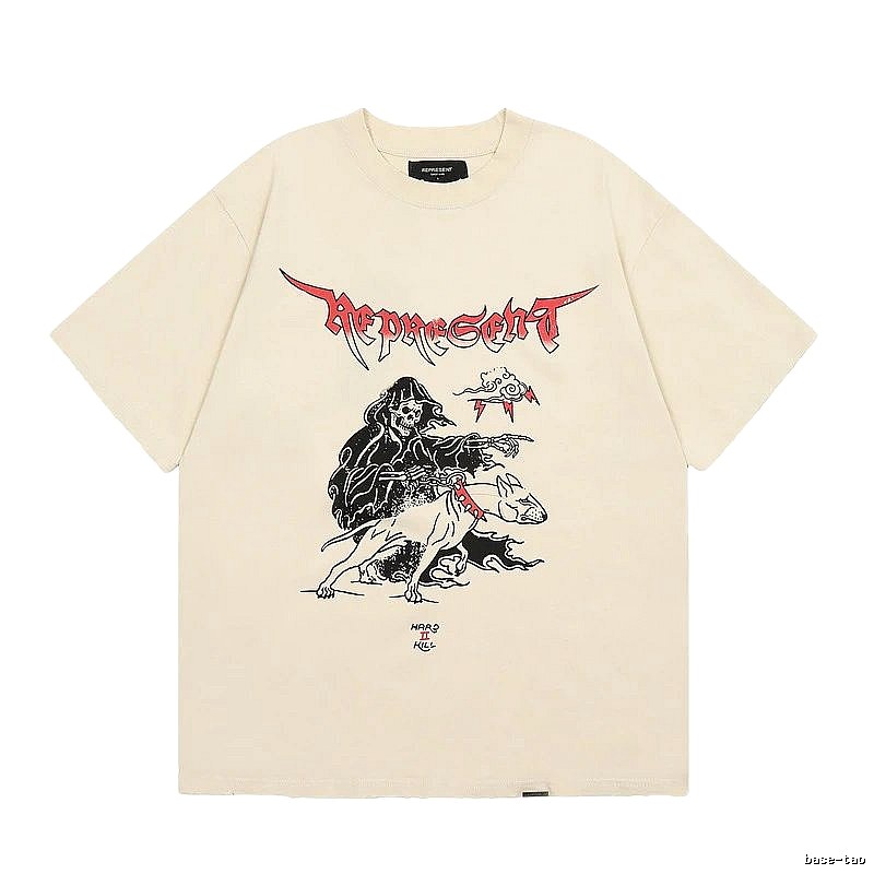 Represent Grim Reaper Print Vintage High Street Beige T-Shirt