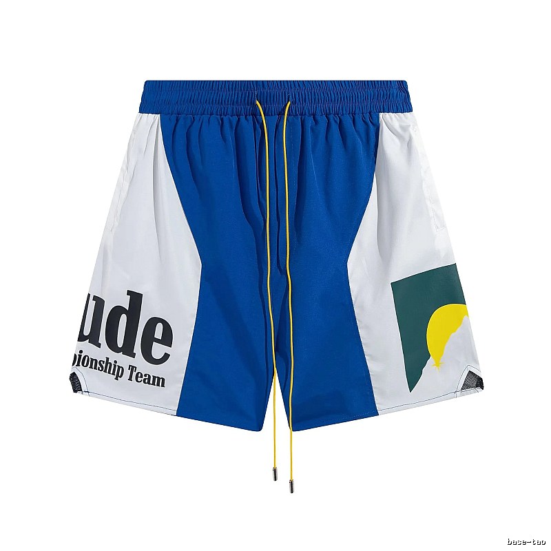 RHUDE Blue and White Color - Blocked Casual Shorts
