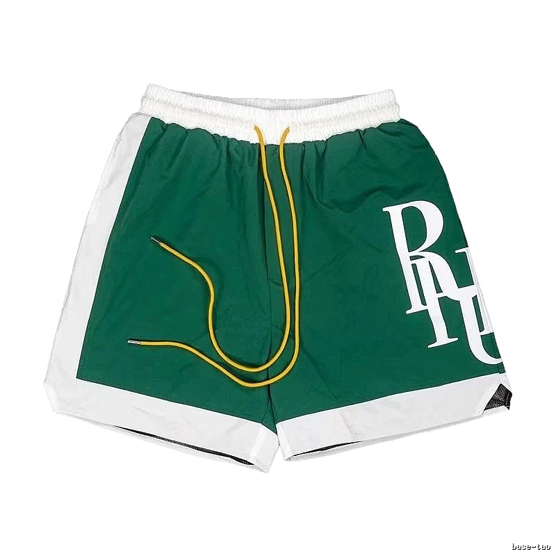 RHUDE sporty green and white shorts