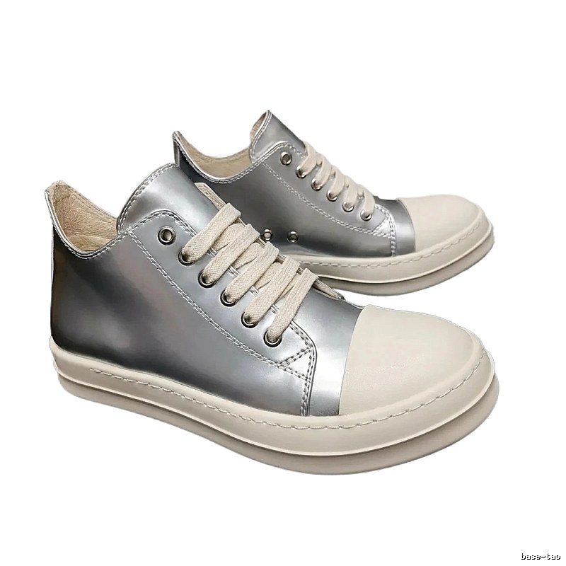 Rick Owens Silver High-Top Casual Shoes