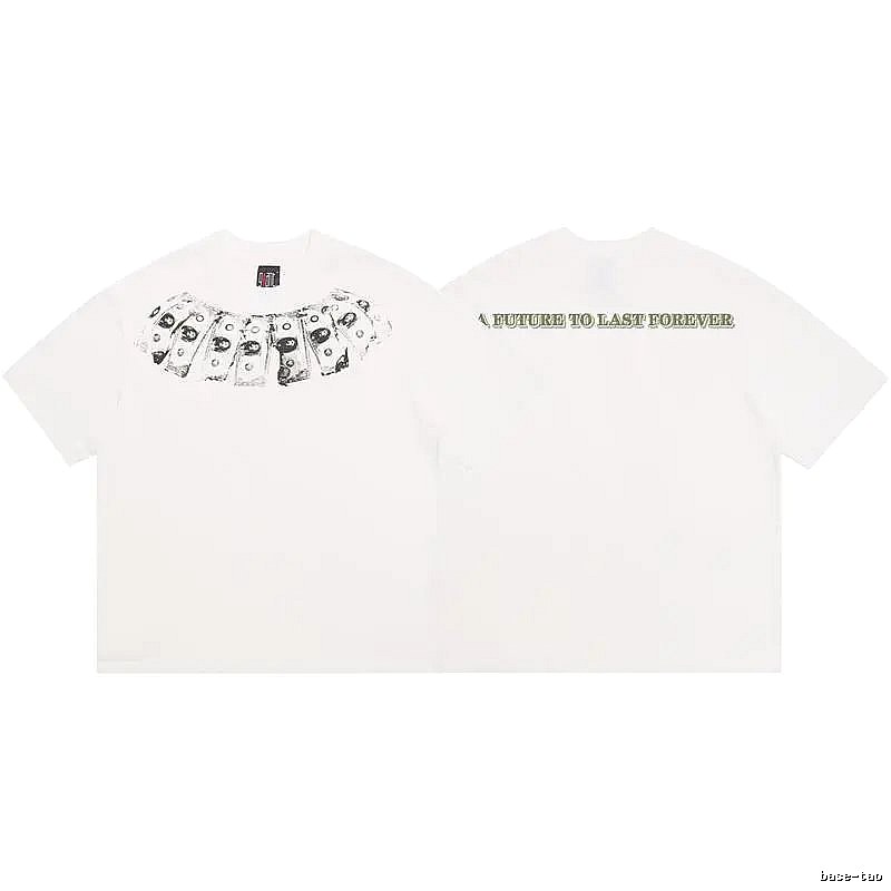 SAINT Dollar Bill Print Street Style White T-Shirt