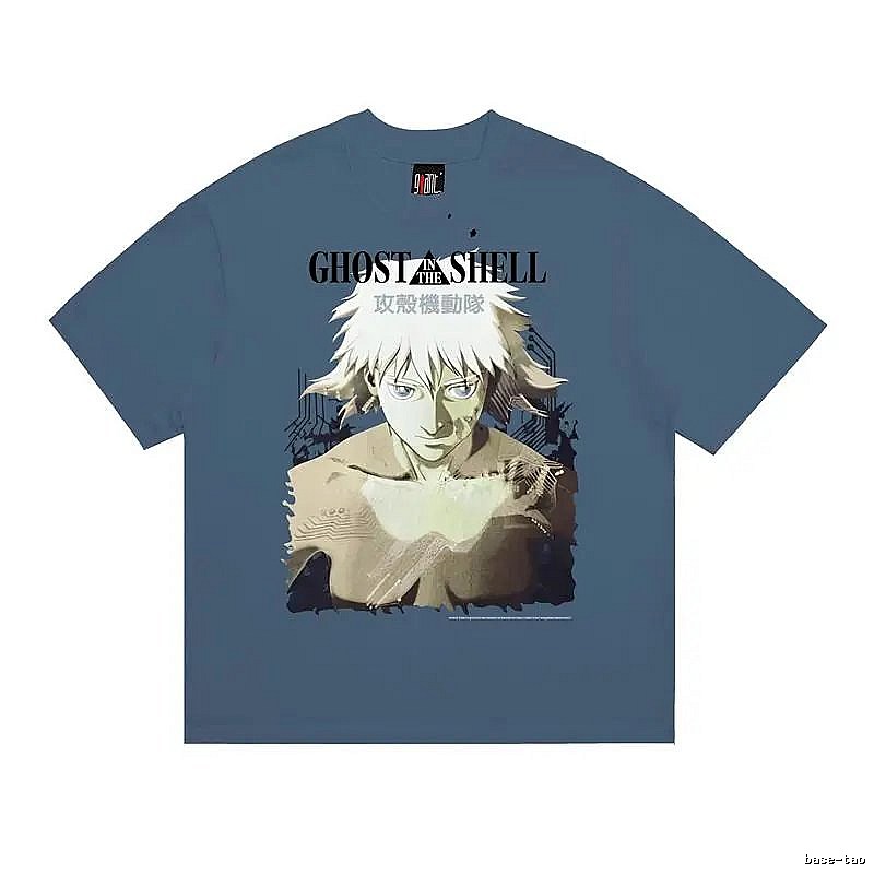 SAINT Ghost in the Shell Anime Style Gray-Blue T-shirt