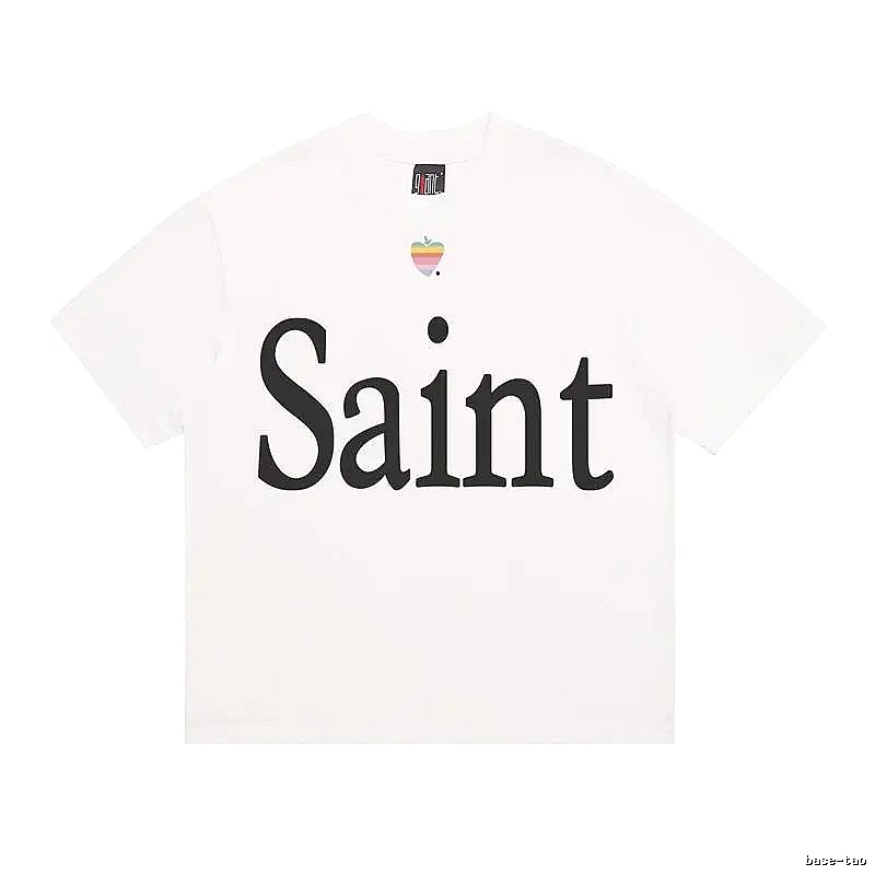 SAINT Letter Print Street Style Off-white T-shirt