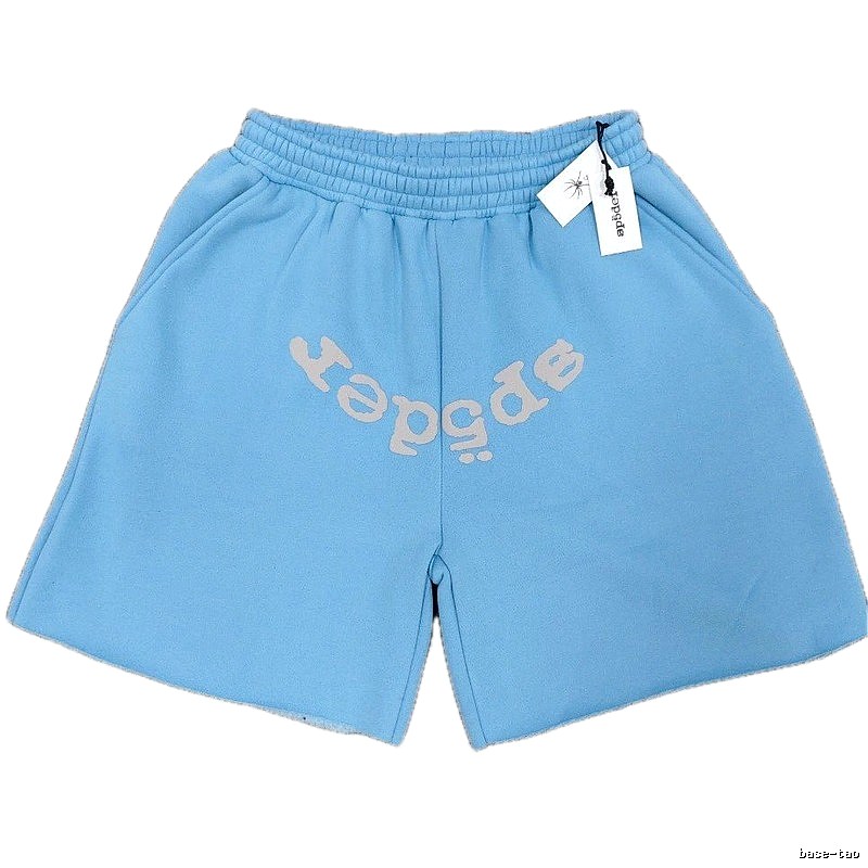 Sp5der Foam Print Street Style Light Blue Shorts