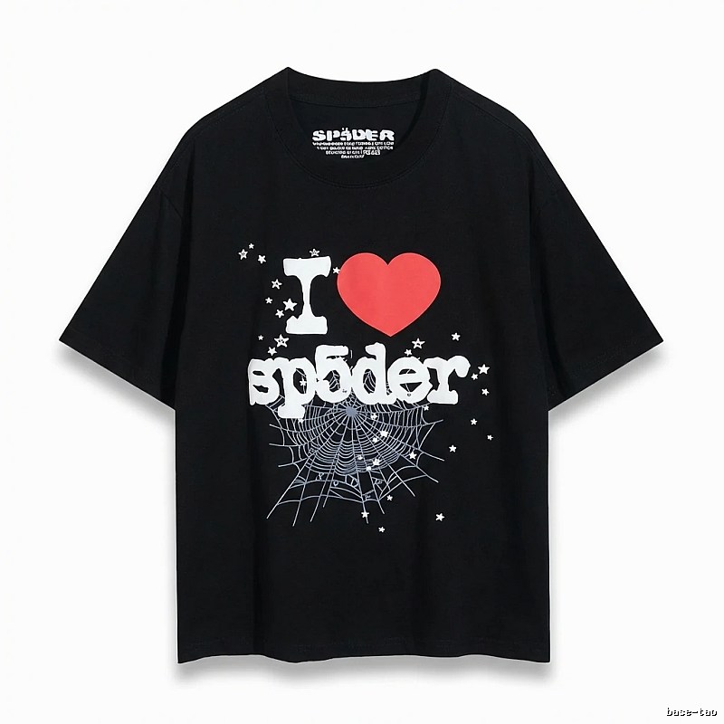 Sp5der Heart Print Black T-shirt