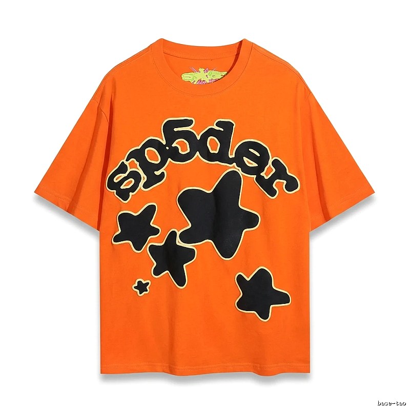 Sp5der Orange Star Print Short-sleeve