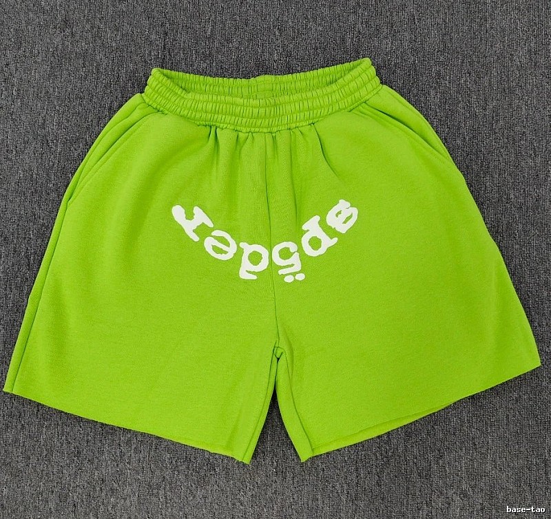Sp5der Printed Street Style Neon Green Shorts