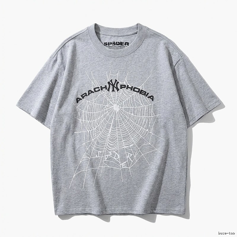Sp5der Spider Web Trendy Grey T-shirt