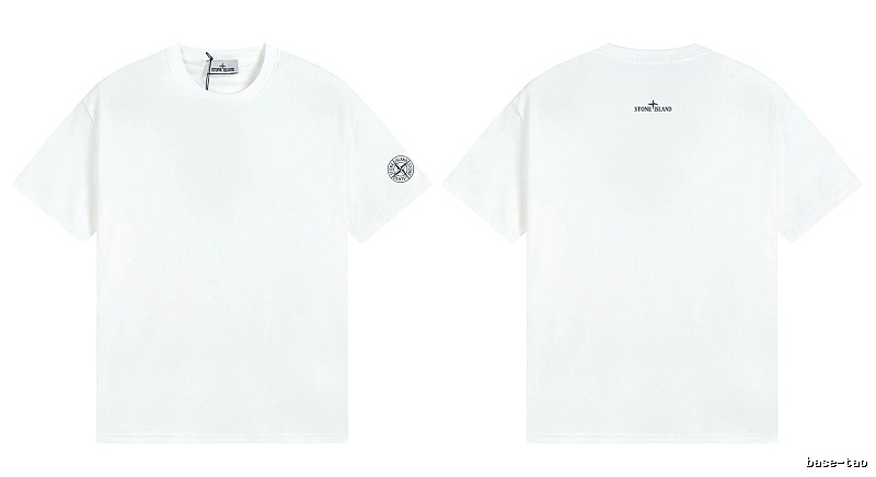 Stone Island Badge Minimalist Style White Short-sleeve T-shirt